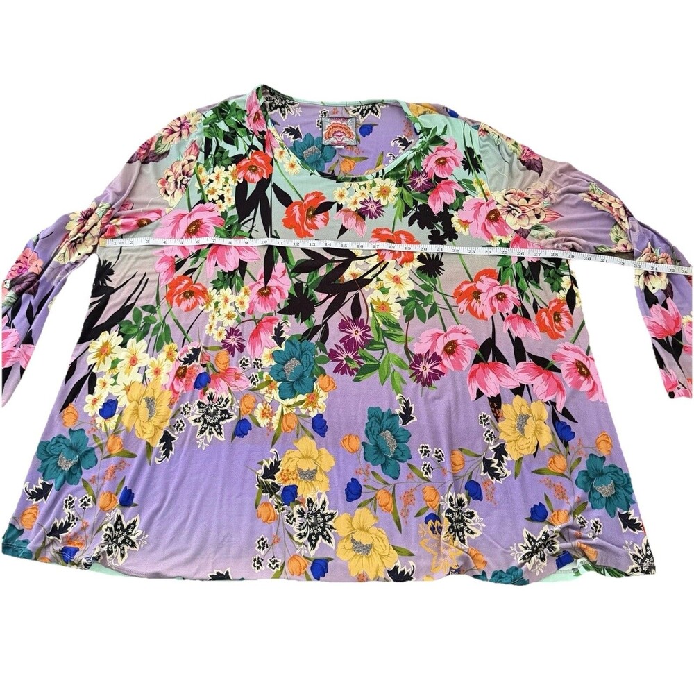 Johnny Was Women’s Top Sz 2X The Janie Favorite Floral Long Sleeve V-Neck Light - Picture 5 of 8